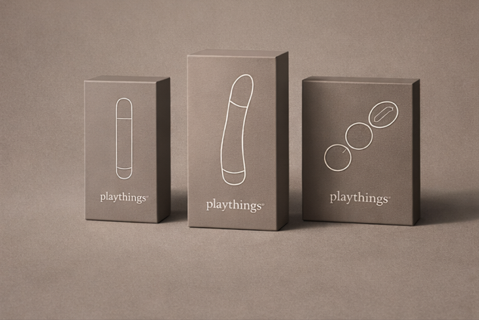 playthings product boxes — clean, neutral system
